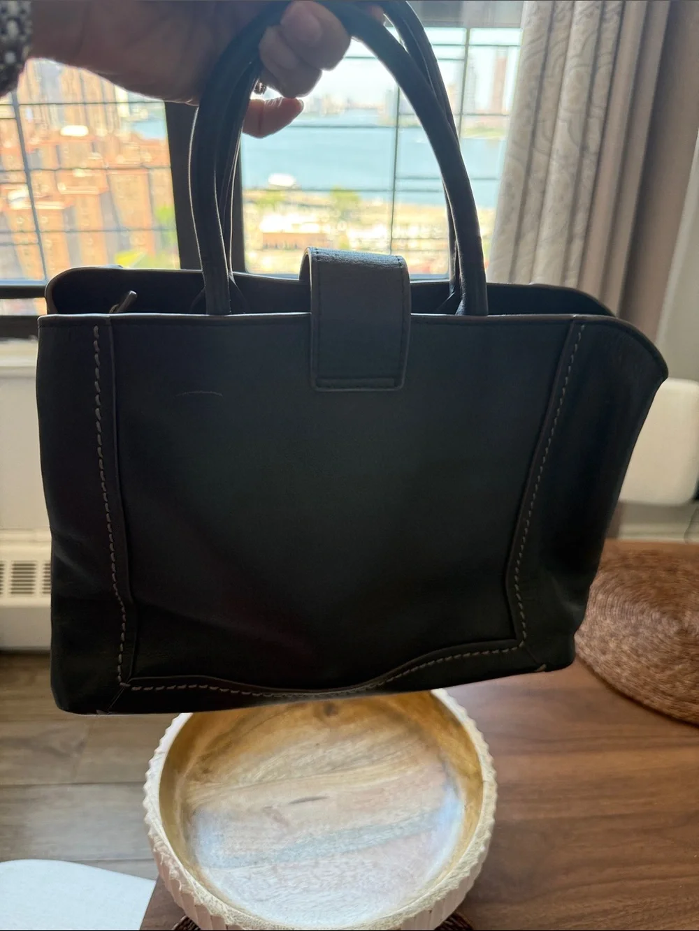 RADLEY LONDON Black Leather Satchel with Gold Hardware